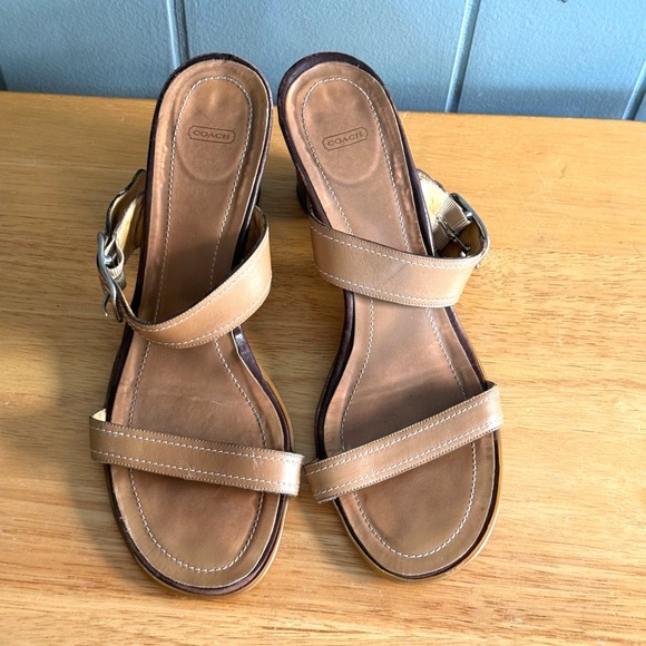 Coach Shoes - Vintage Coach Leatherware Nicki Nikki Block Heel Sandals Made in Italy Size 8.5B